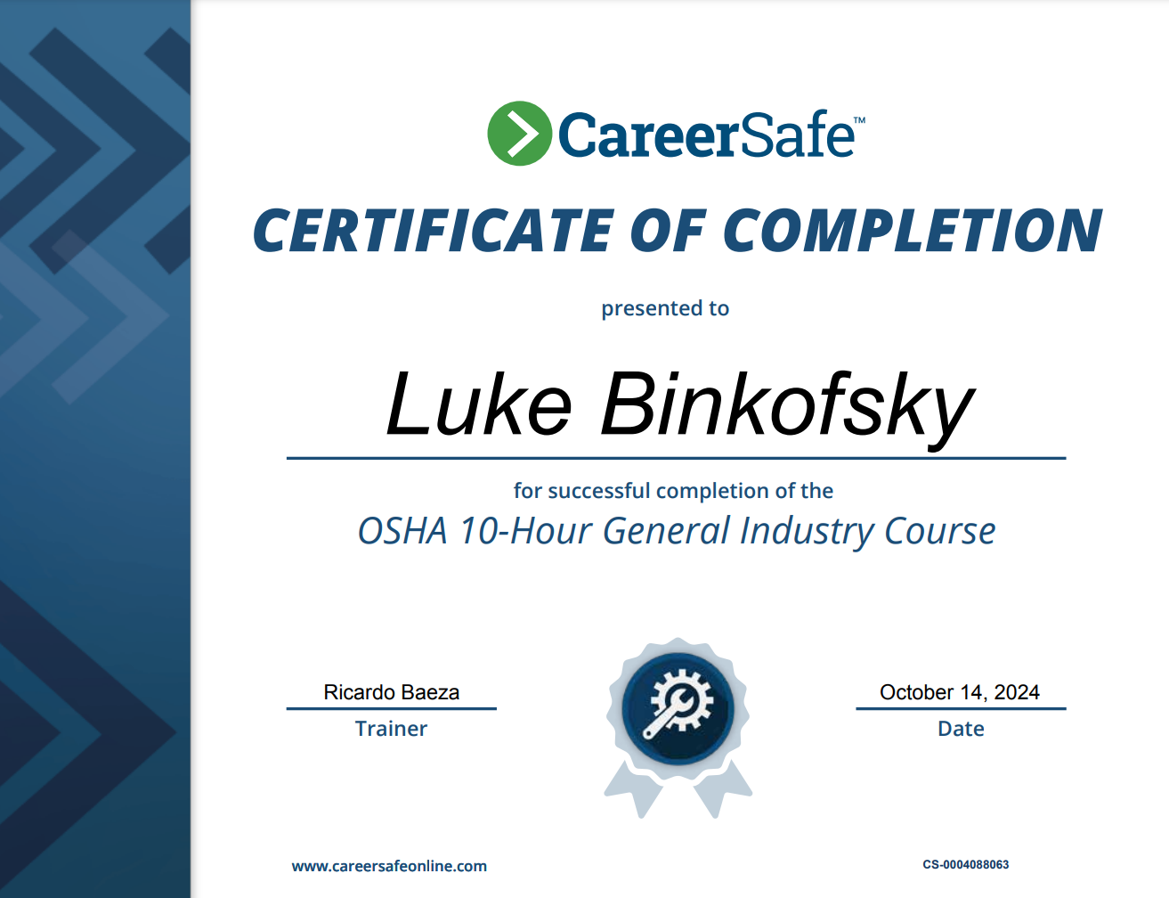 OSHA 10 Hour Certification